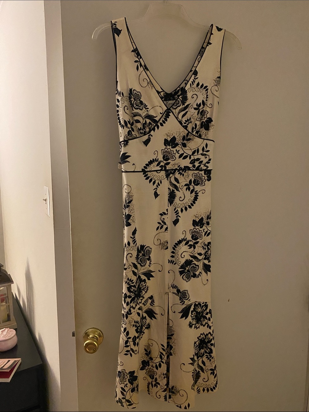 Dress Barn Cream dress with Black Floral Print